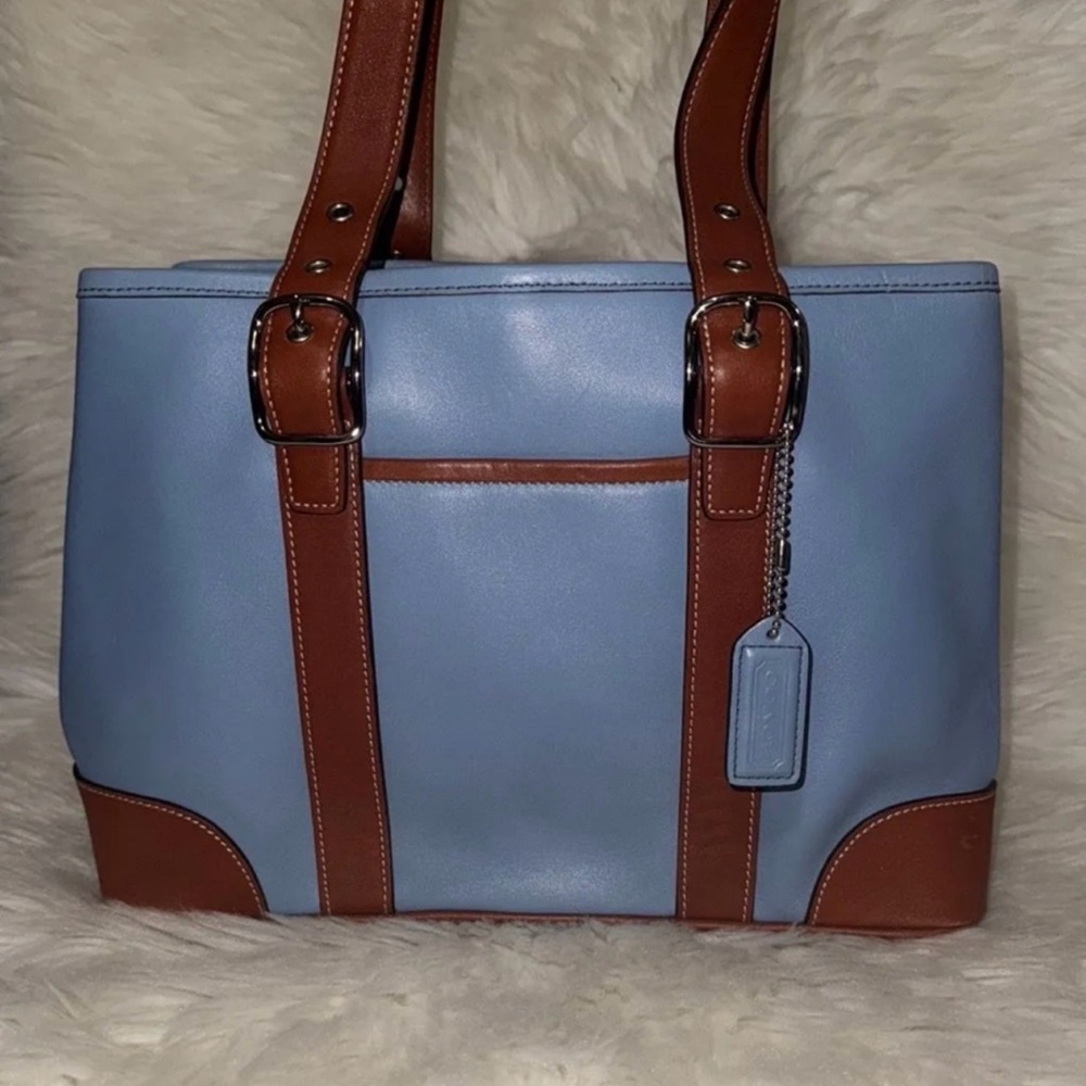 Coach Hampton Blue and Brown Leather Bag
